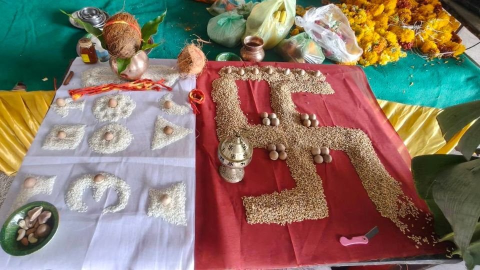 Traditional Vedic ceremony conducted by Pandit Madhusudan Chaturvedi