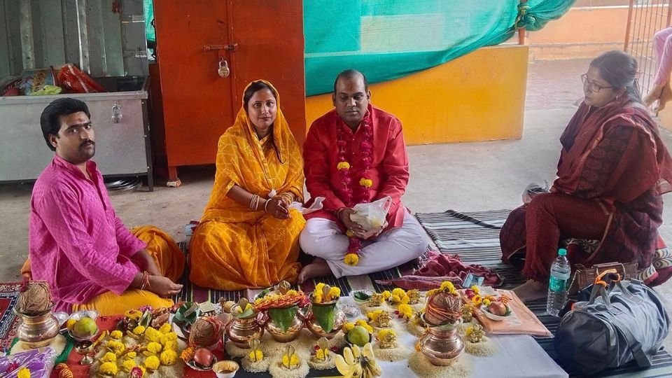 Sacred ritual samagri arranged by Pt. Madhusudan Chaturvedi